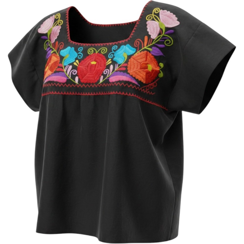 Mexican Floral ethnic Embroidered Peasant Boho festive crafted motifs kimono